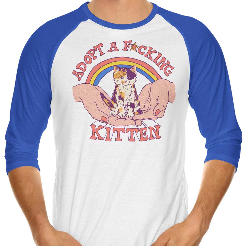 3/4 Sleeve Raglan T-Shirt - Adopt a Cute Kitten Design