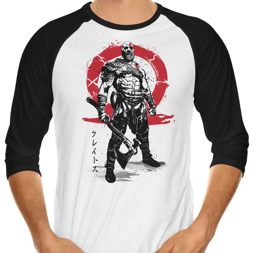 3/4 Sleeve Raglan T-Shirt Featuring 'Killer of Gods Sumi-e' Artwork