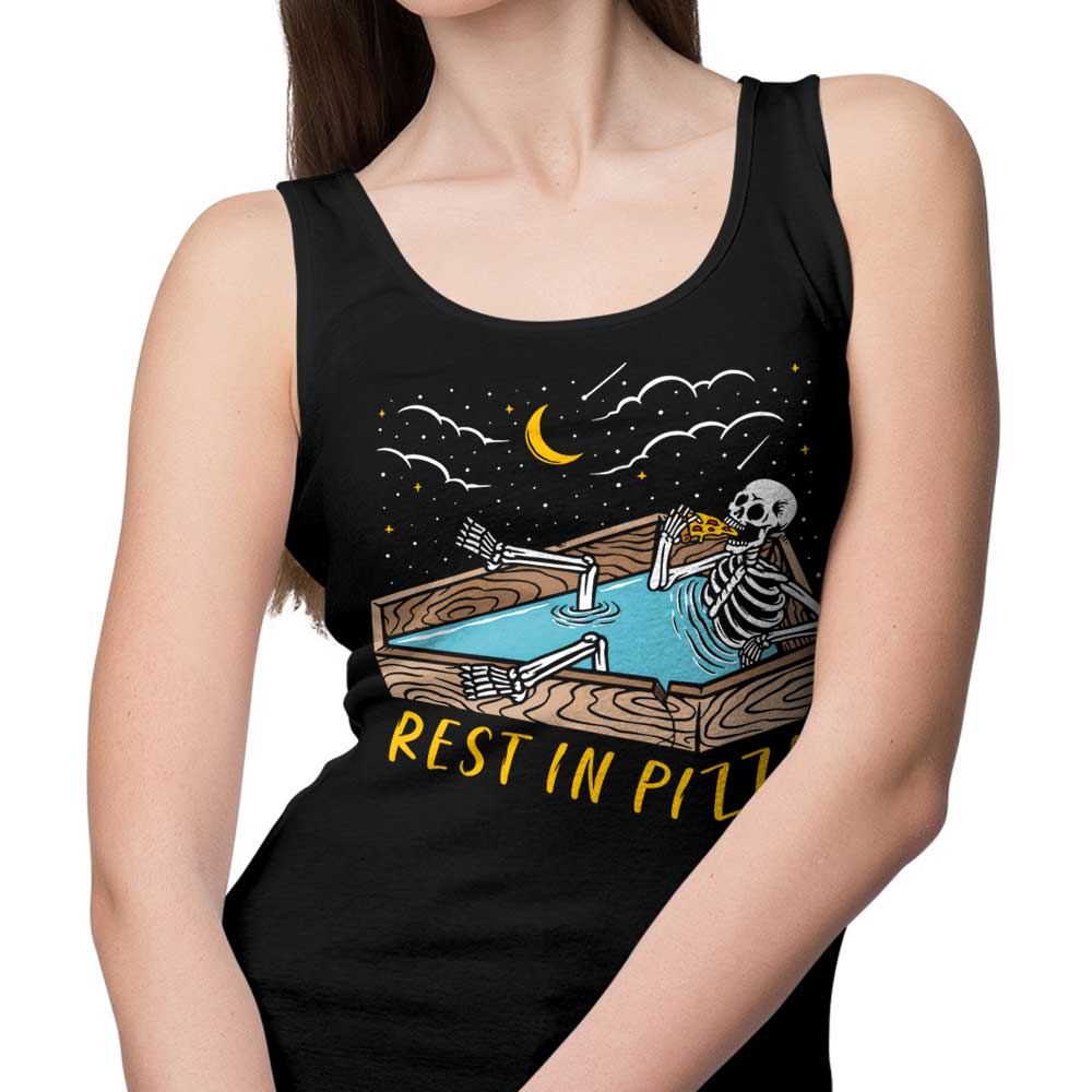 Comfortable 'Rest in Pizza' Unisex and Women's Tank Tops