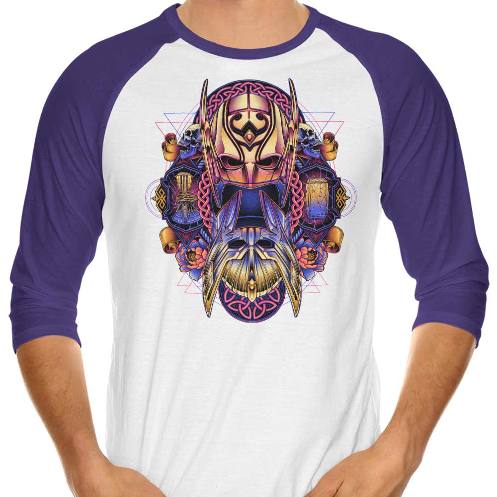 Eye - Catching Colorful Thunder 3/4 Sleeve Raglan Style T - Shirt
