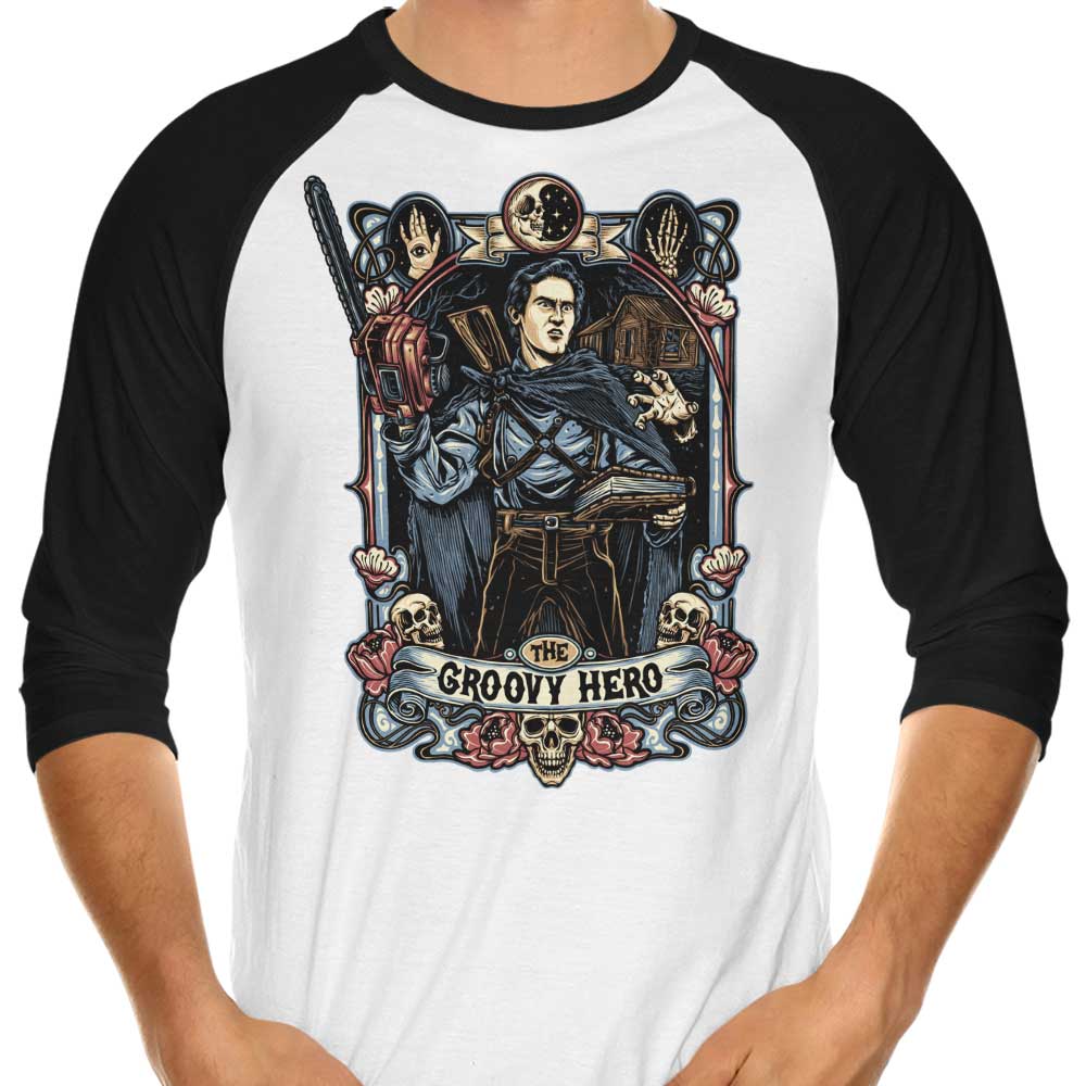The Trendy Groovy Hero 3/4 Sleeve Raglan T-Shirt