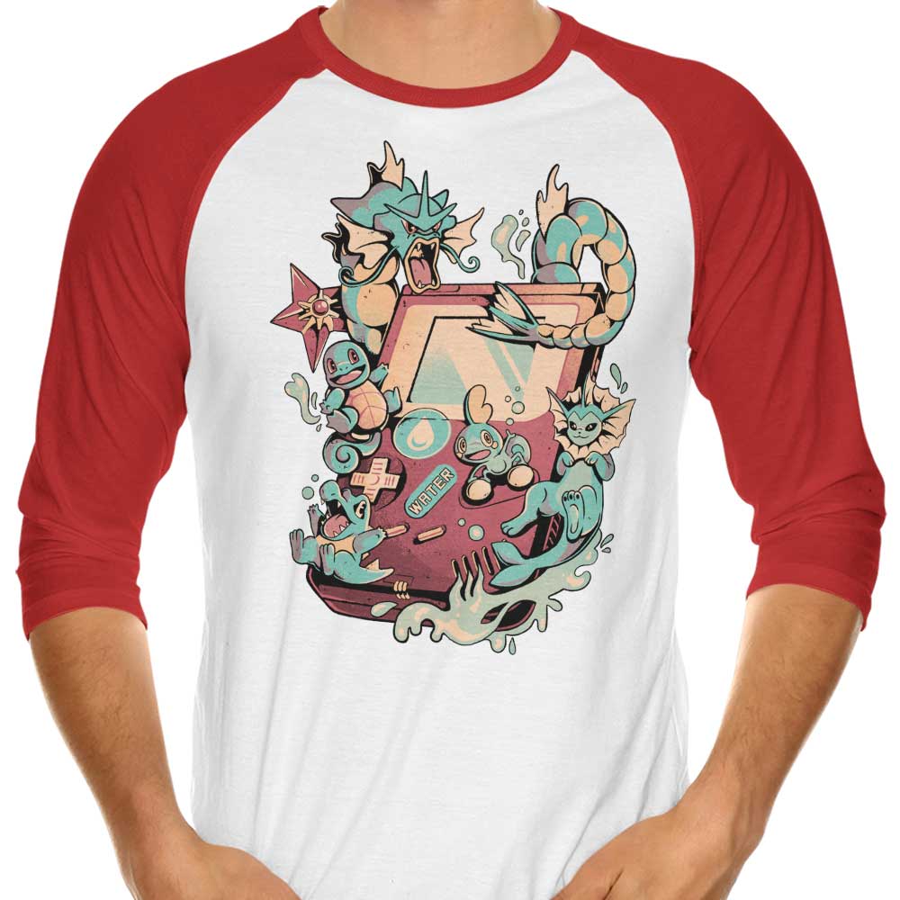 3/4 Sleeve Raglan 'Water Game' T-Shirt for a Fun Look