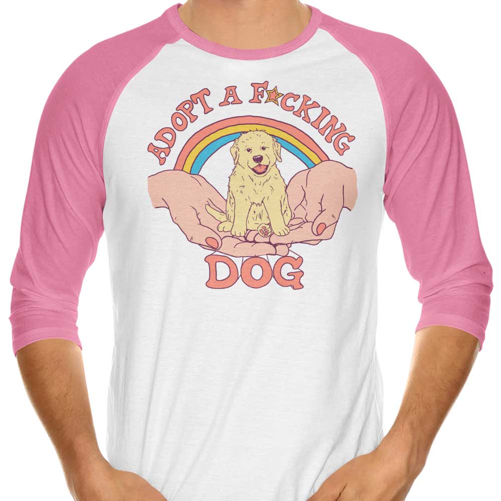 Adopt a Dog 3/4 Sleeve Raglan Style T-Shirt for Animal Lovers