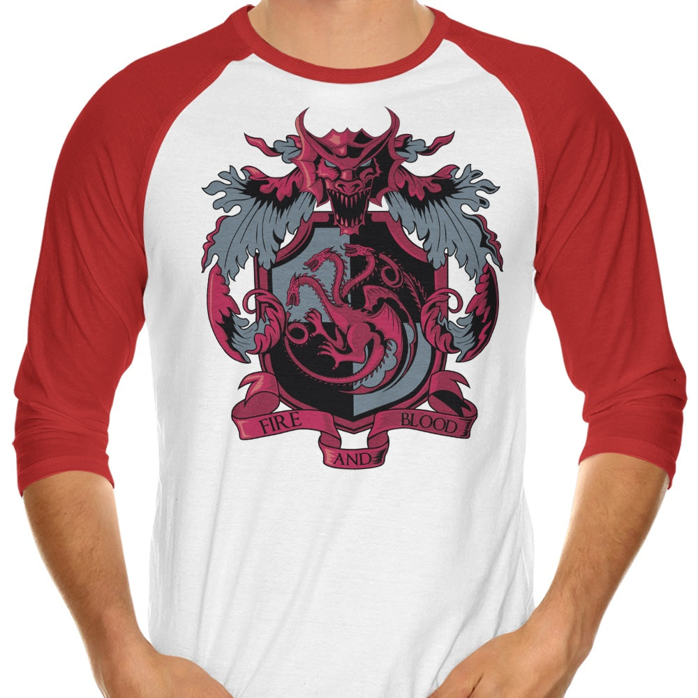 Typhoonic Art's 3/4 Sleeve Raglan T-Shirt Featuring Crest of the Dragon