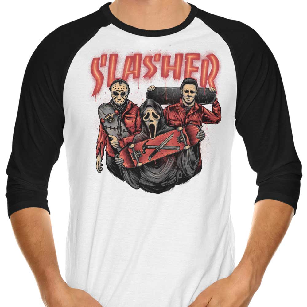 Slasher Club 3/4 Sleeve Raglan Style Men's T-Shirt