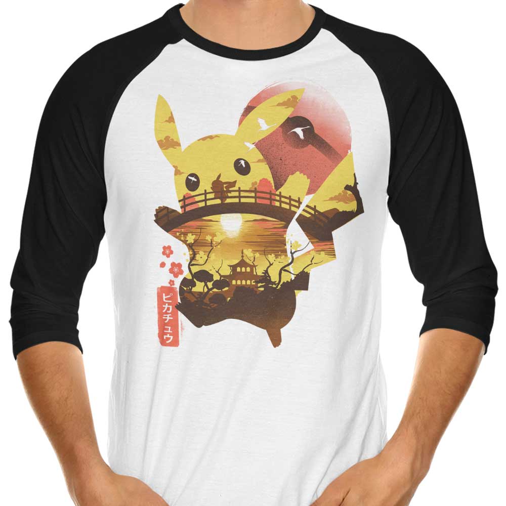 Ukiyo Electric Branded 3/4 Sleeve Raglan Style Casual T-Shirt