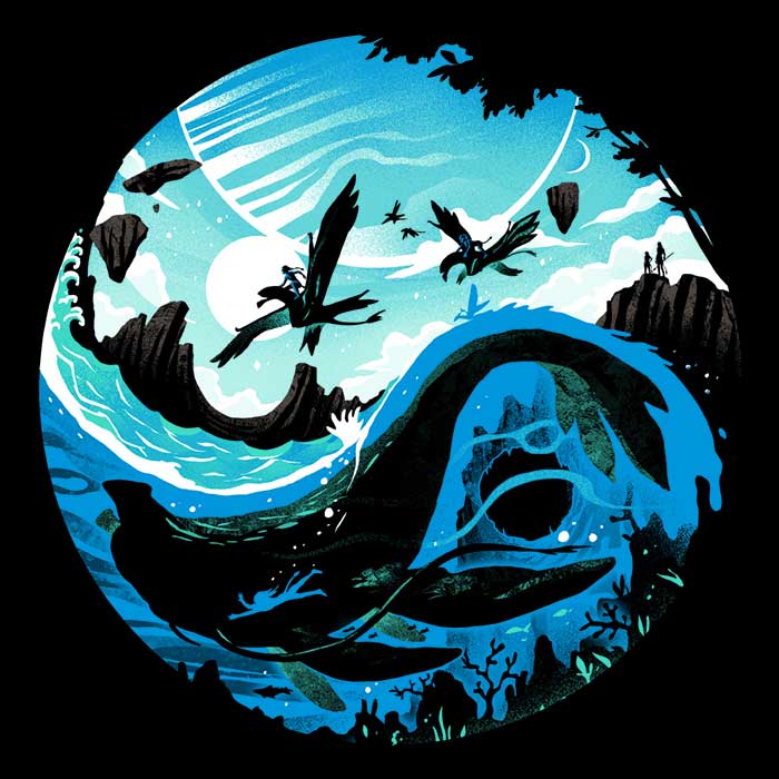 Long Sleeve YinYang of Water Graphic T-Shirt by Alemaglia