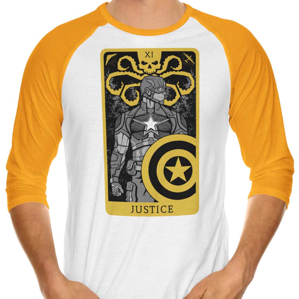 Tarot: Justice Themed 3/4 Sleeve Raglan Style T-Shirt for Fashion Lovers