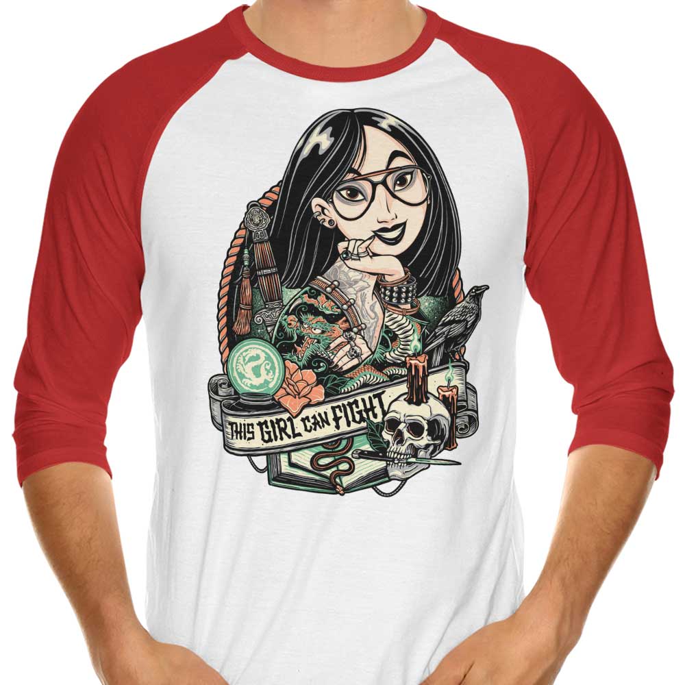 This Fearless Girl Can Fight - Stylish 3/4 Sleeve Raglan T-Shirt