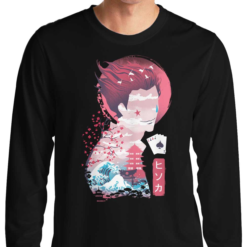 Long Sleeve Ukiyo - e Inspired Hunter T - Shirt for Fashion Enthusiasts
