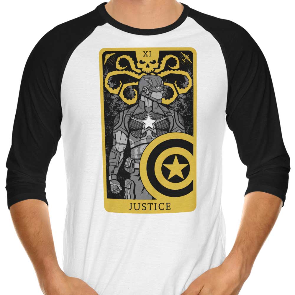Tarot: Justice Themed 3/4 Sleeve Raglan Style T-Shirt for Fashion Lovers