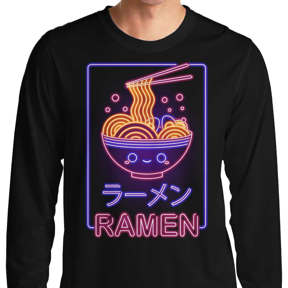 Stylish Neon Ramen Print Long Sleeve Crewneck T - Shirt for Fashion Lovers