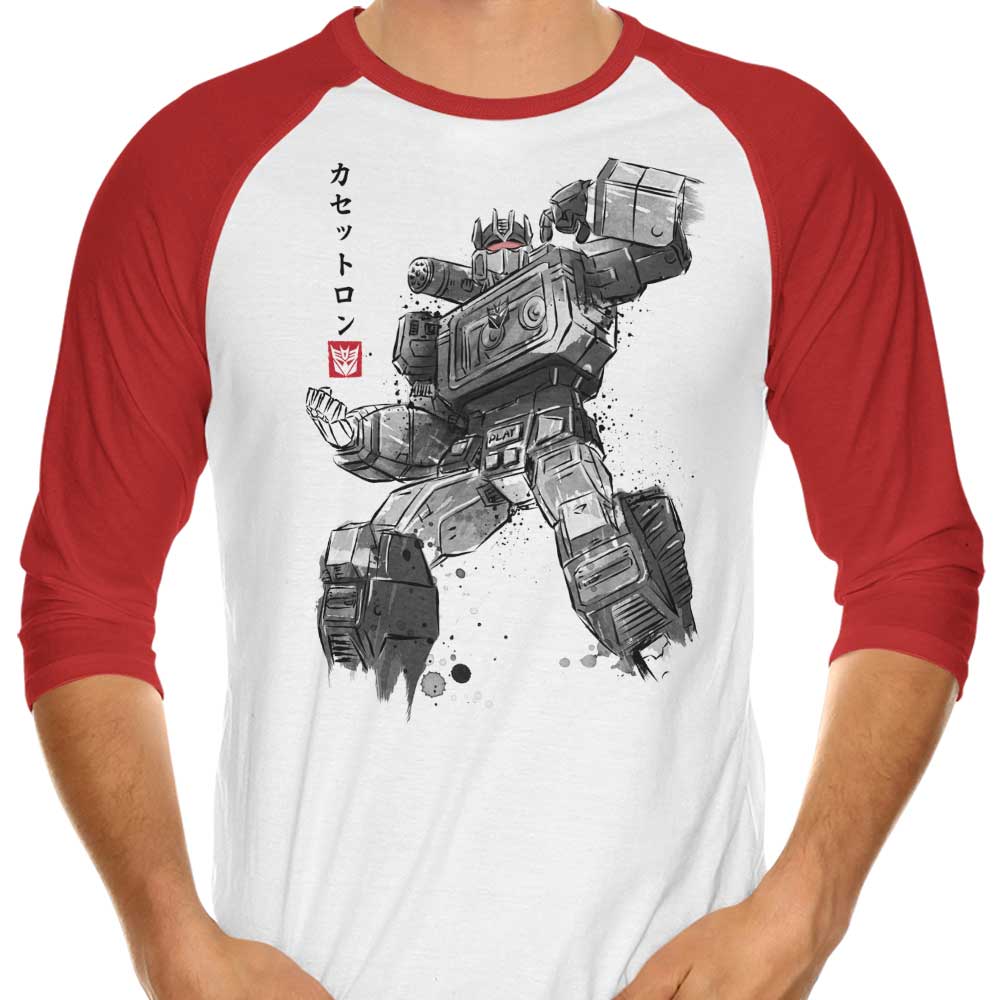 3/4 Sleeve Raglan T-Shirt - Cassette Sumi-e Art Design T-Shirt