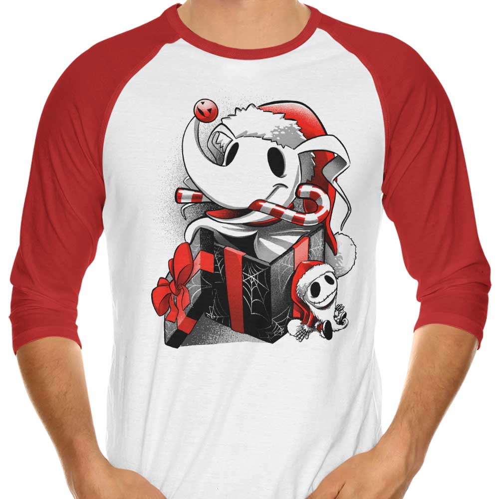 Alemaglia's Christmas Ghost Dog 3/4 Sleeve Raglan Style T-Shirt for Fashion Lovers