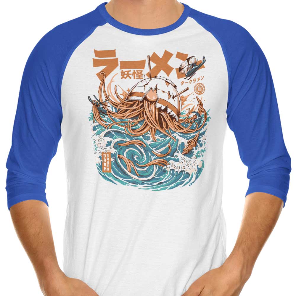 Stylish Dark Great Ramen 3/4 Sleeve Raglan Men's T-Shirt for Fashion Lovers