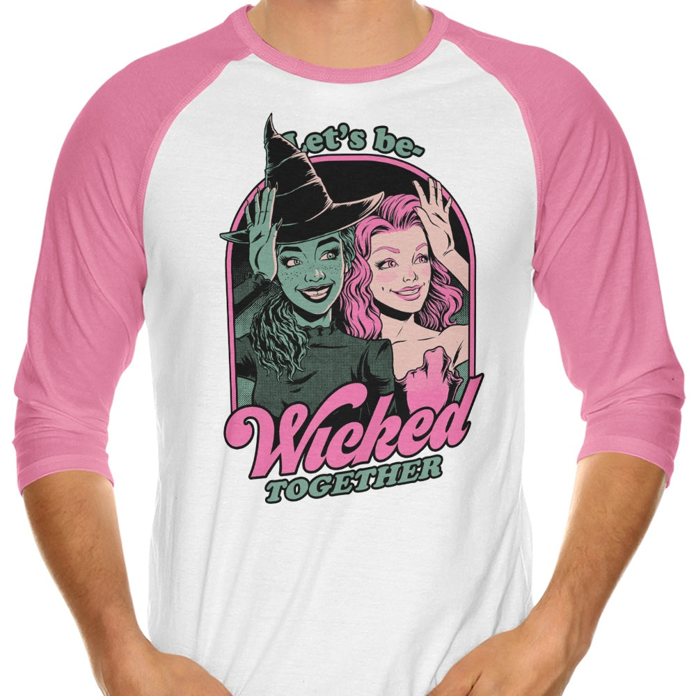 Stylish Green and Pink Witches 3/4 Sleeve Raglan T-Shirt