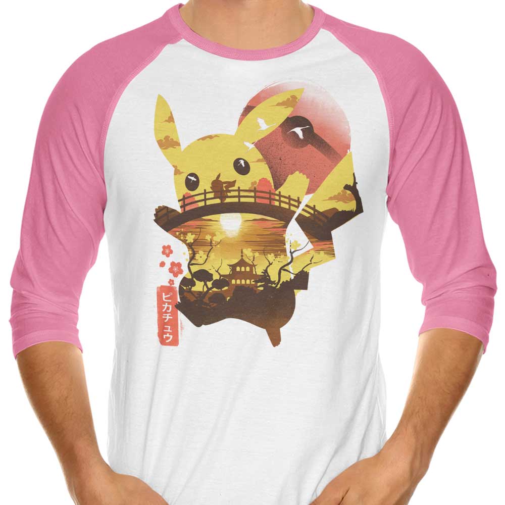 Ukiyo Electric Branded 3/4 Sleeve Raglan Style Casual T-Shirt