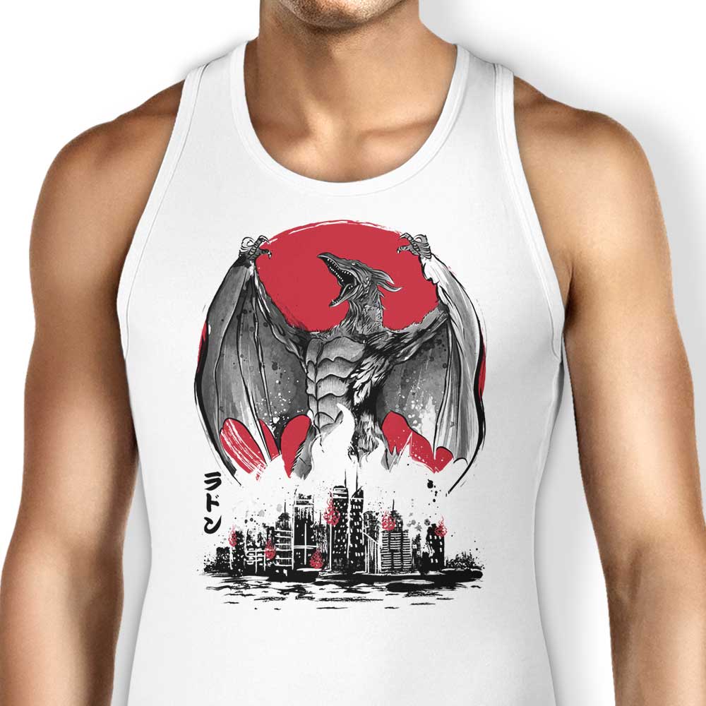 Dr. Monekers' Pteranodan Rising Sumi-e Men's and Women's Comfortable Tank Tops