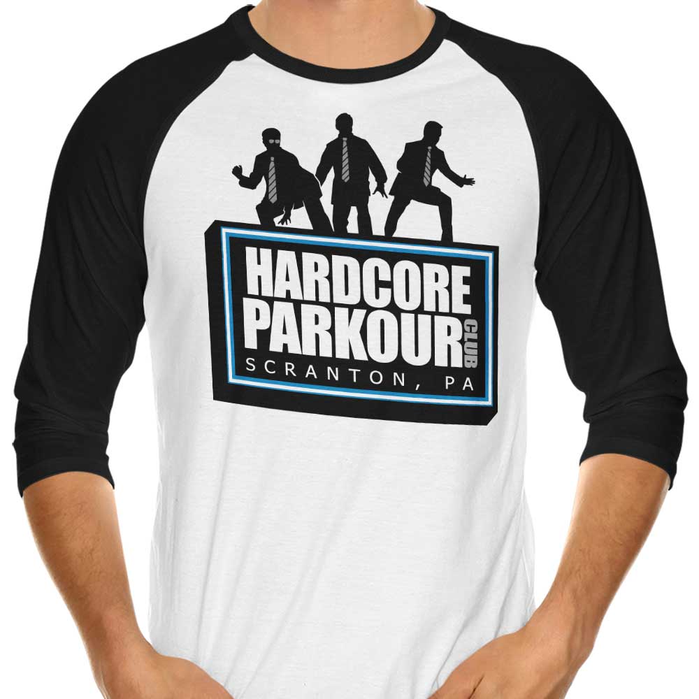 Hardcore Parkour-themed 3/4 Sleeve Raglan Style Men's T-Shirt