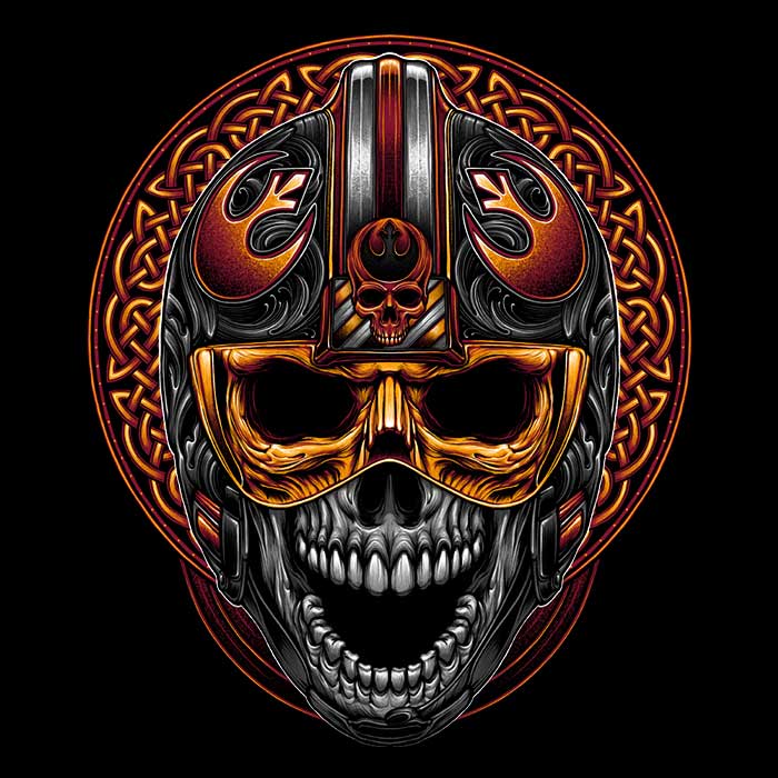 Cool Rebel Skull 3/4 Sleeve Raglan Style T-Shirt