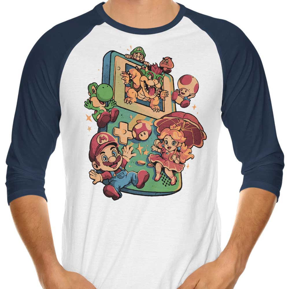 Plumber Game Themed 3/4 Sleeve Raglan Style T-Shirt for Casual Wear