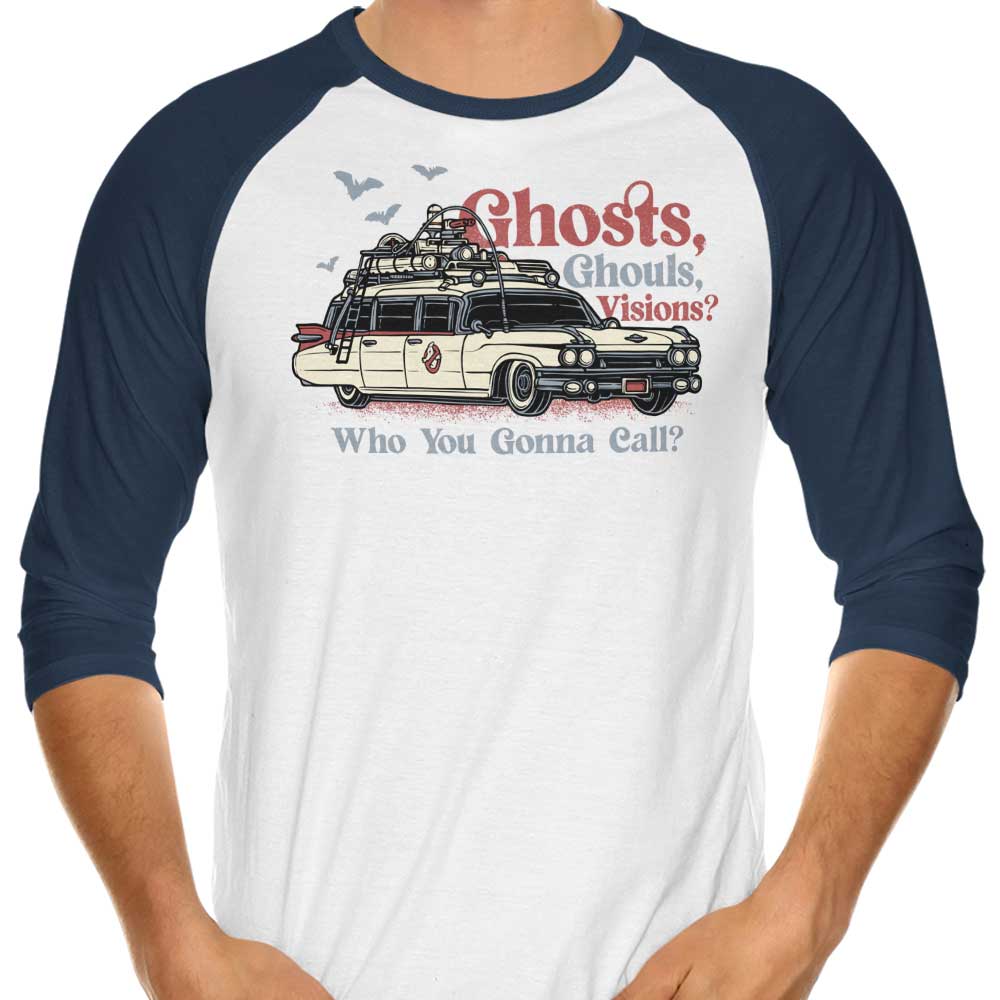 Spooky Ghosts, Ghouls, and Visions Themed 3/4 Sleeve Raglan Style T-Shirt
