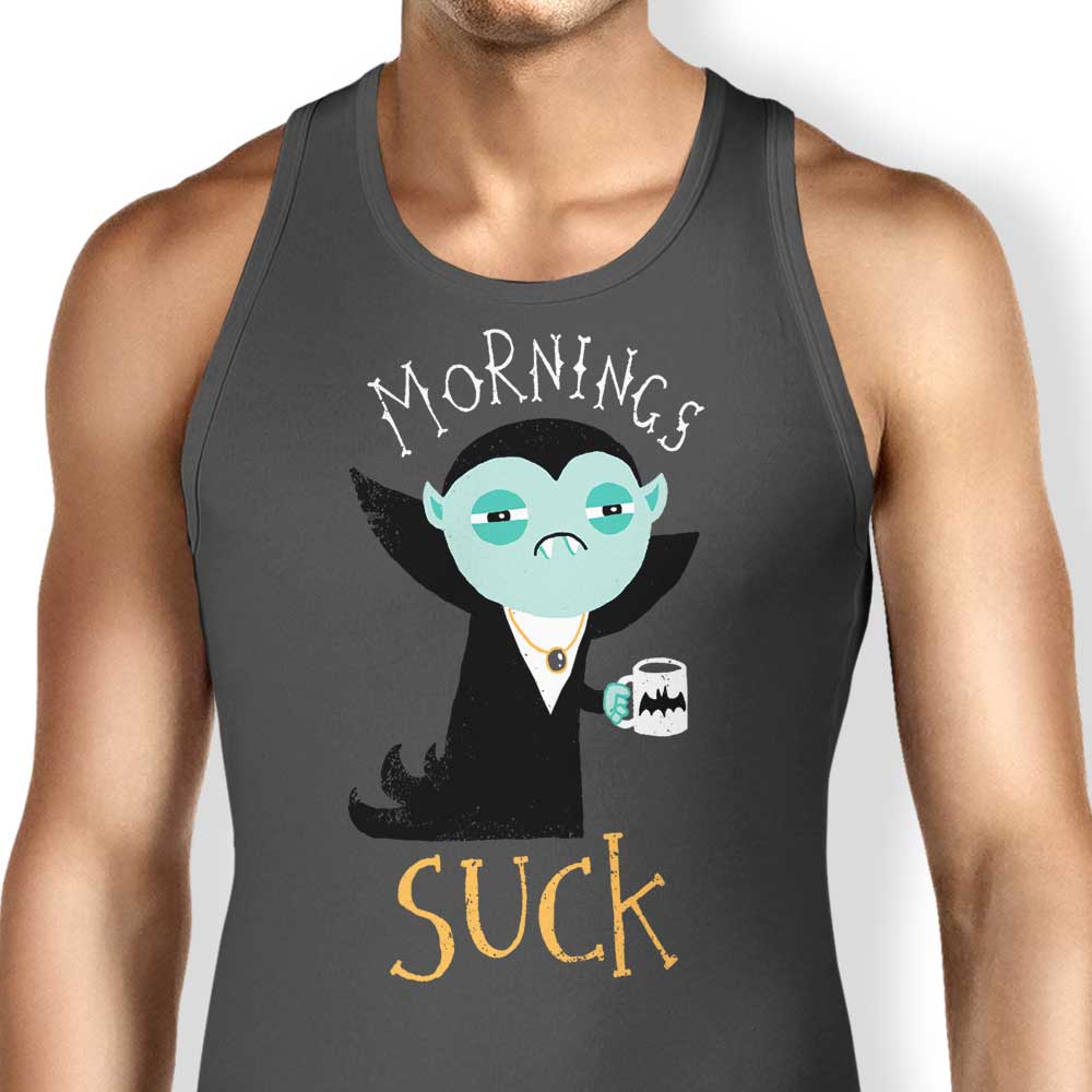 DinoMike's Comfortable 'Mornings Suck' Men's/Unisex and Women's Tank Tops