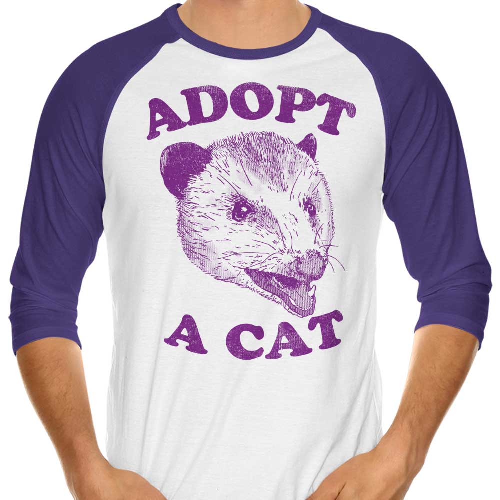 3/4 Sleeve Raglan 'Adopt a Cat' T-Shirt