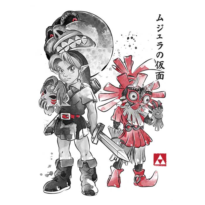 Dr. Monekers' Majora's Sumi-e 3/4 Sleeve Raglan Stylish T-Shirt