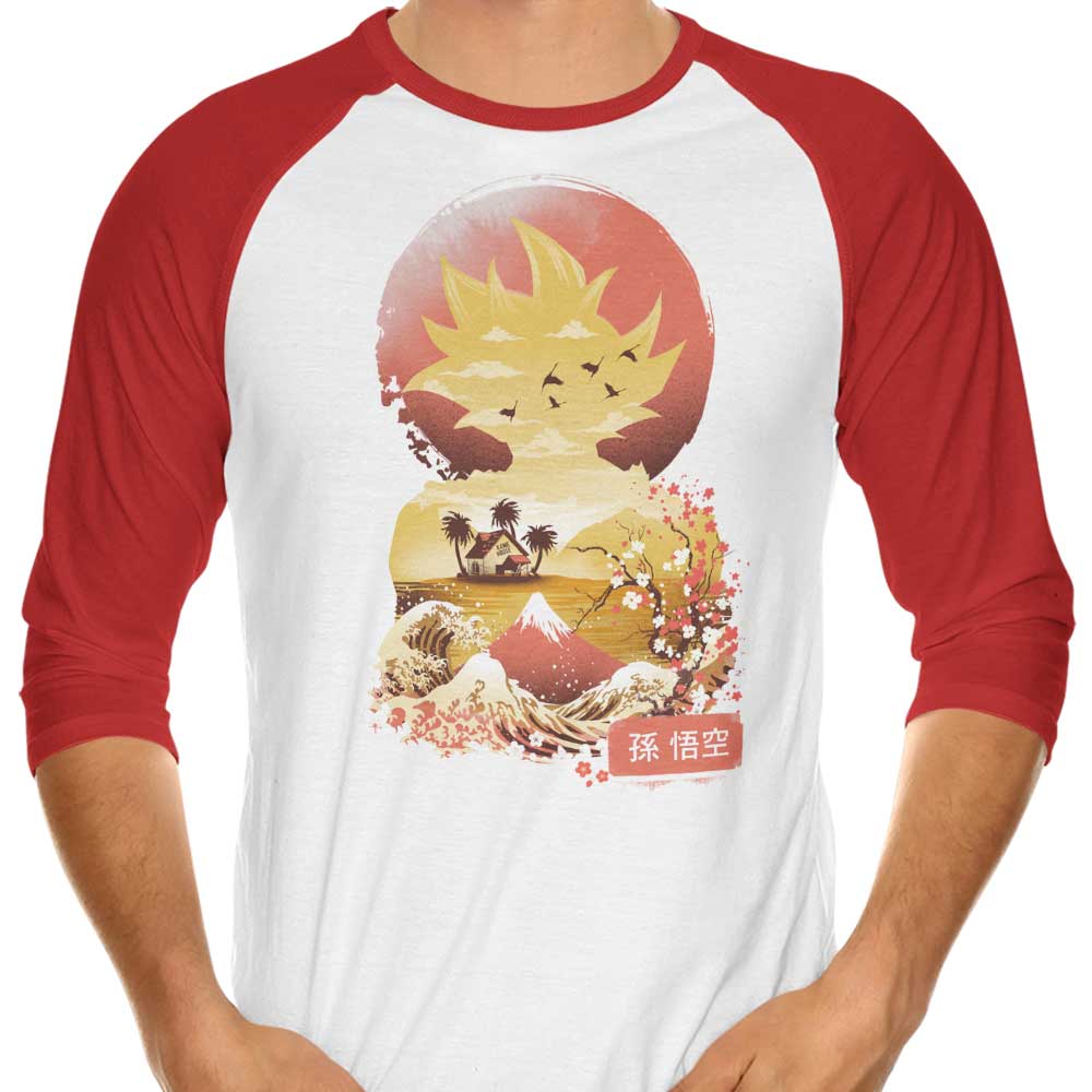 Dandingeroz's Ukiyo - e Saiyan 3/4 Sleeve Raglan Stylish T - Shirt
