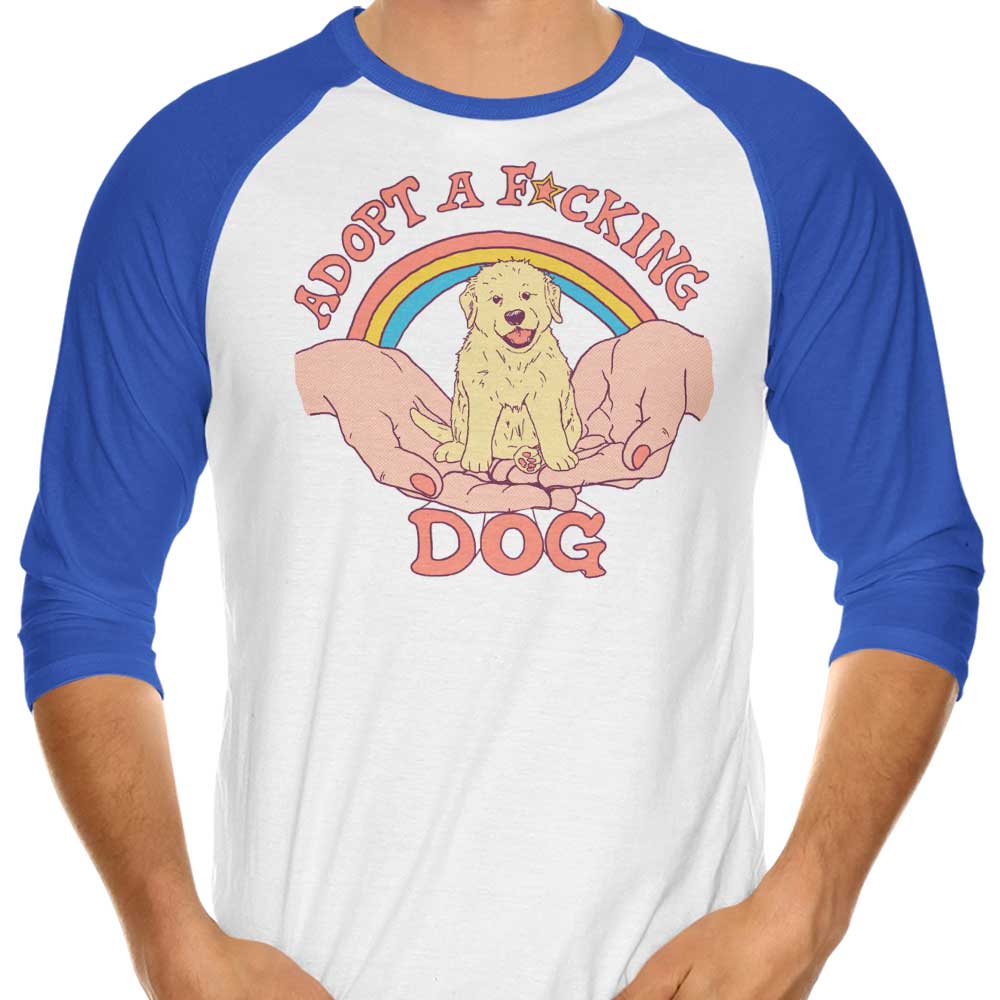 Adopt a Dog 3/4 Sleeve Raglan Style T-Shirt for Animal Lovers
