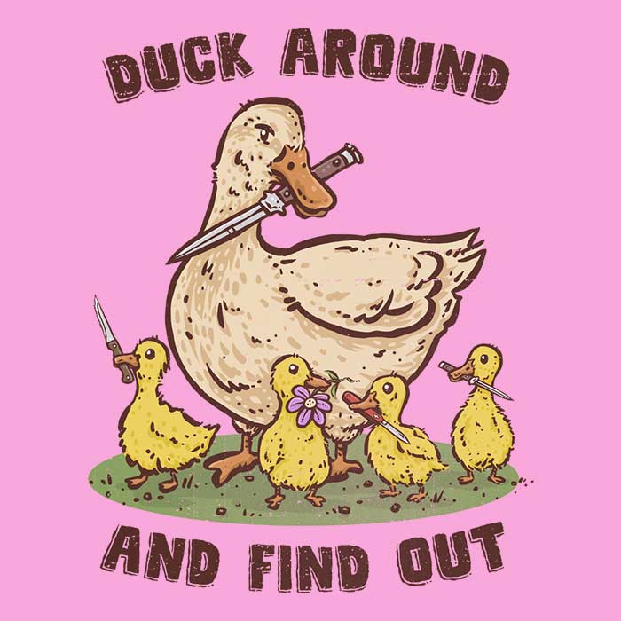 Stylish 3/4 Sleeve Raglan 'Duck Around' T-Shirt