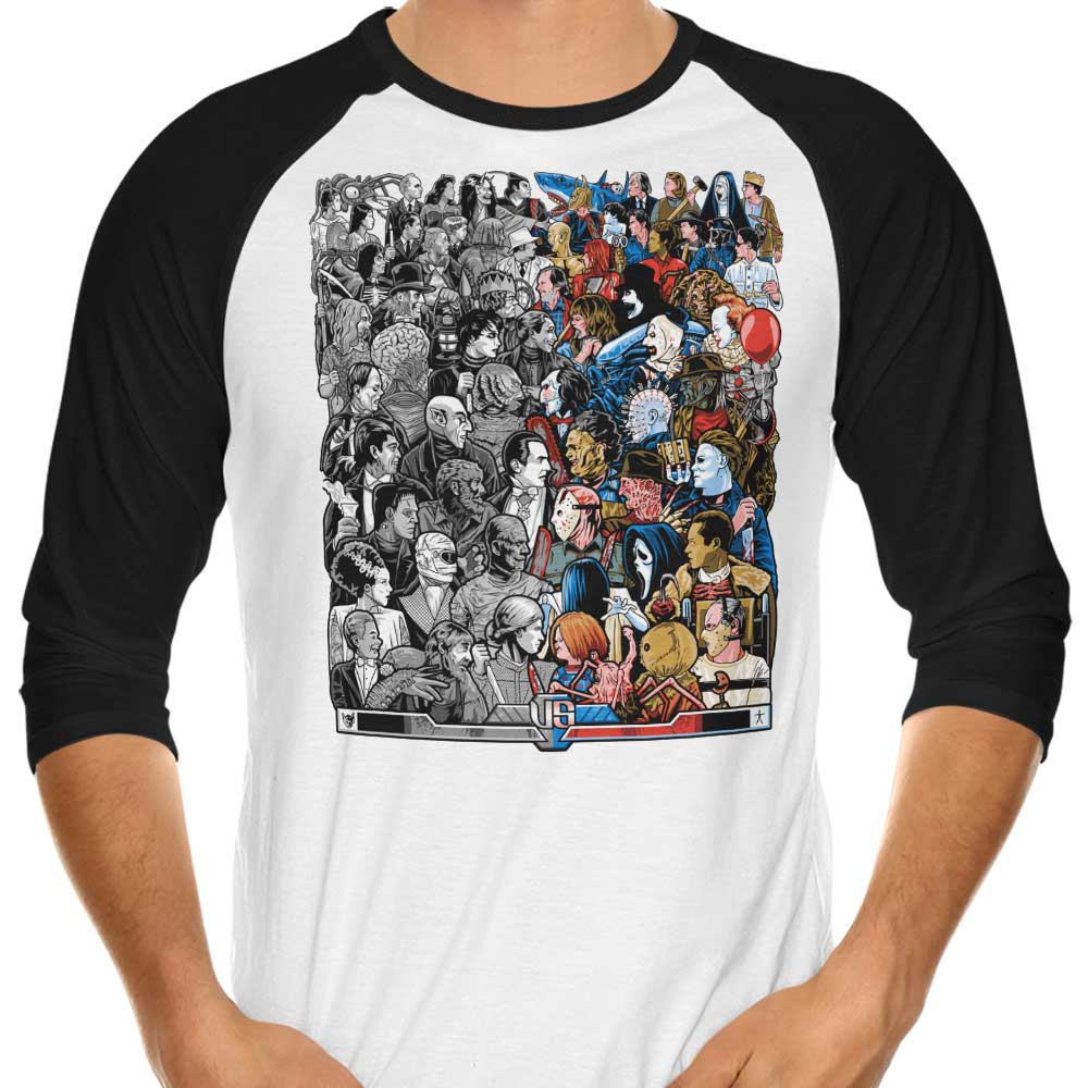 Prime Premne Design 3/4 Sleeve Raglan T-Shirt: Grayscale vs. Grotesque Style