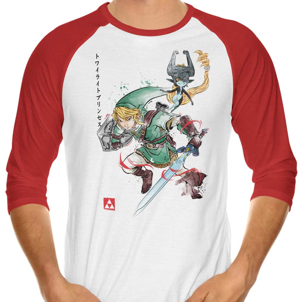 Twilight Watercolor Themed 3/4 Sleeve Raglan Style T-Shirt for Casual Wear