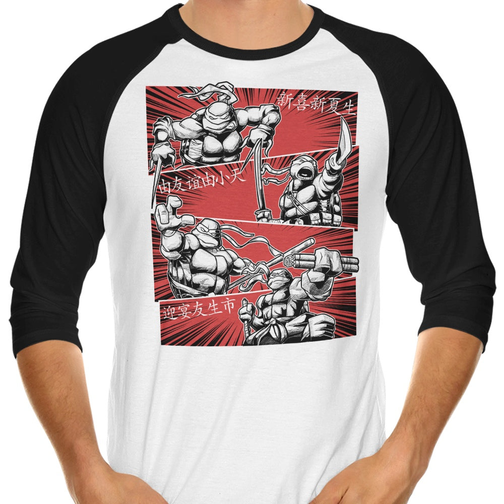 Ninja Squad Three - Quarter Sleeve Raglan Style T - Shirt for Casual Wear