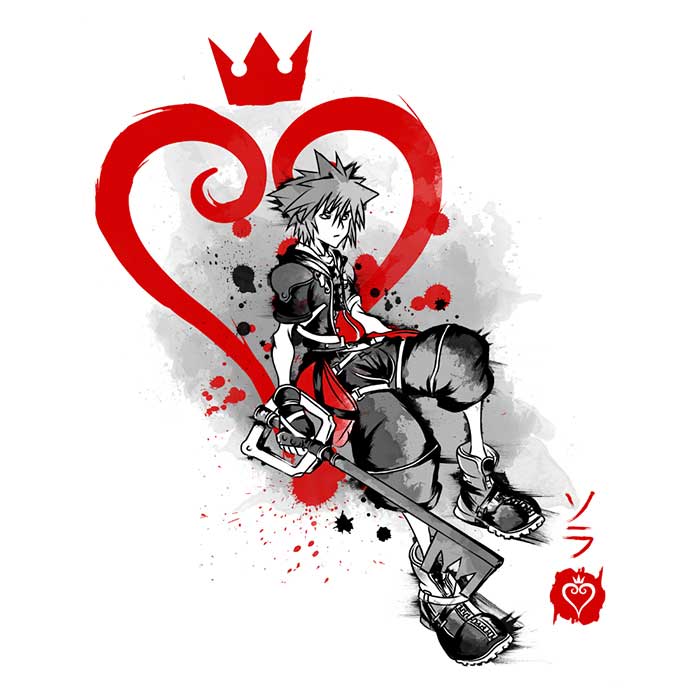 Soulkr's Keyblade Kingdom Sumi-e 3/4 Sleeve Raglan Stylish T-Shirt