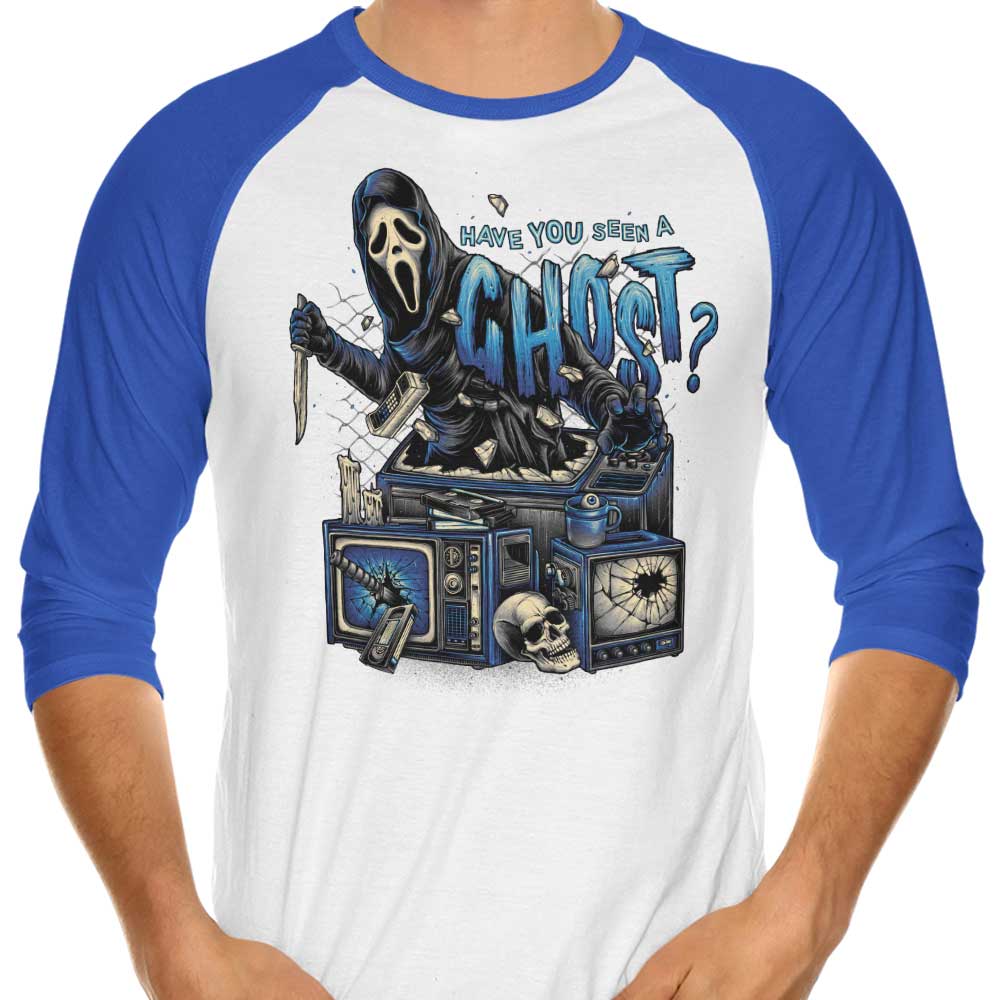 Glitchygorilla's Striking 3/4 Sleeve Raglan 'Seen a Ghost' T-Shirt