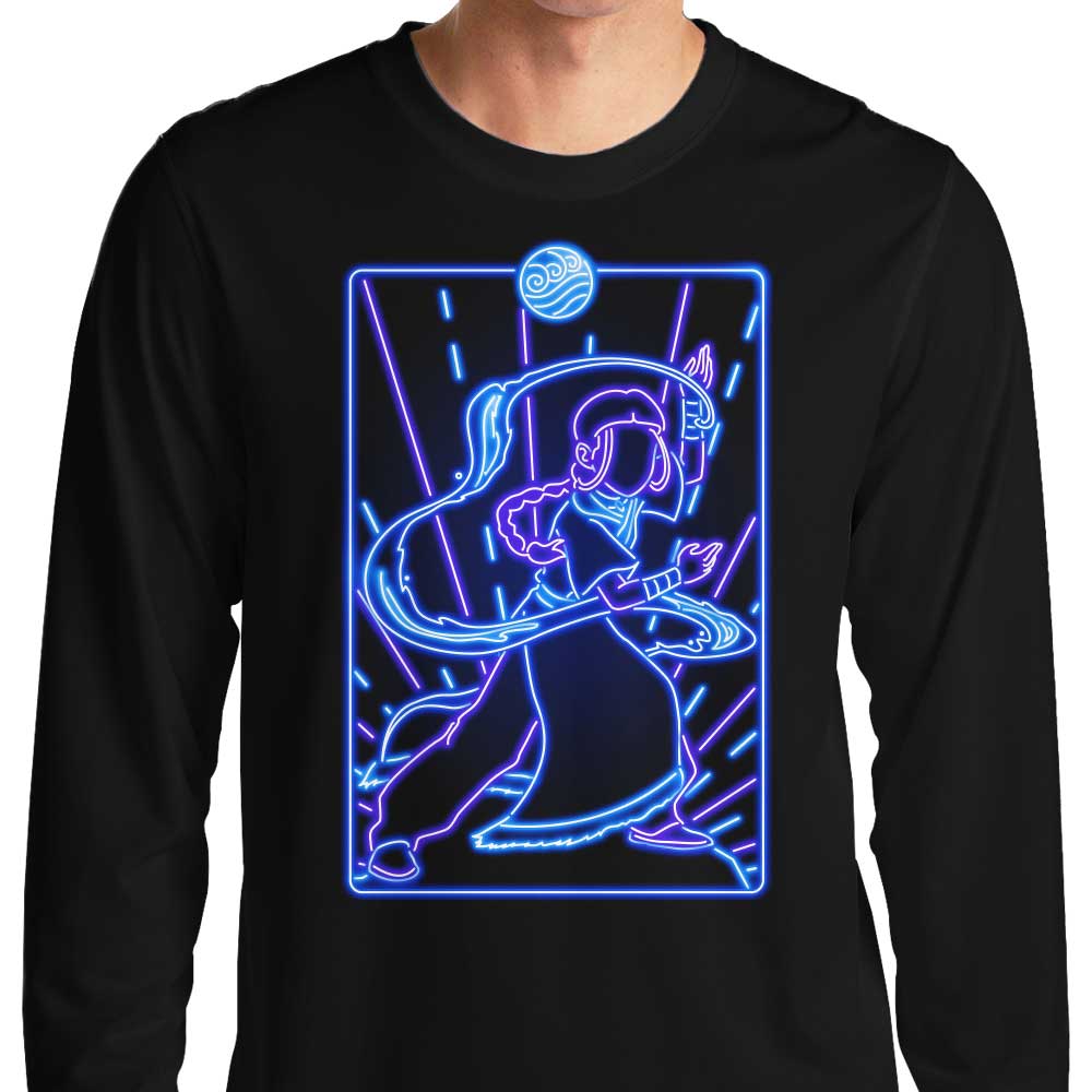 Long Sleeve Neon Water Design T-Shirt for Fashion Enthusiasts