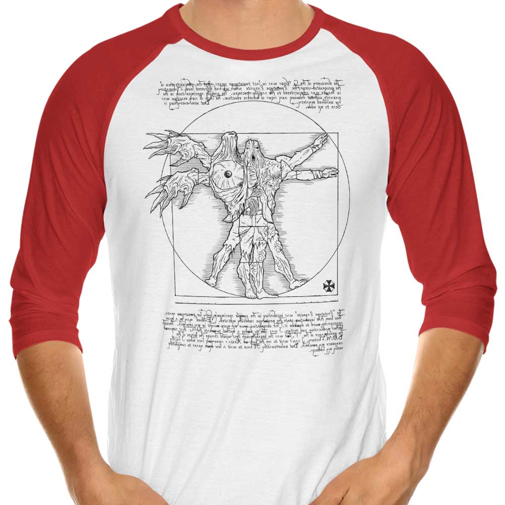 Demonigote's Stylish 3/4 Sleeve Raglan Birkin Vitruvian T-Shirt