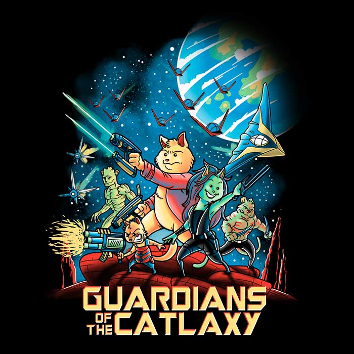 Long Sleeve Guardians of the Catlaxy T-Shirt by Trheewood