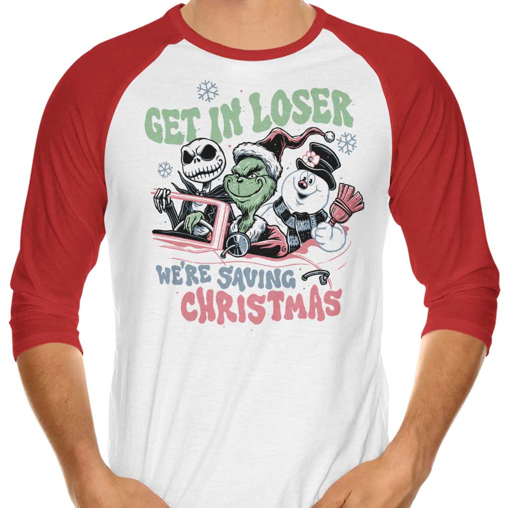 Momma Gorilla's Christmas-themed 3/4 Sleeve Raglan T-Shirt