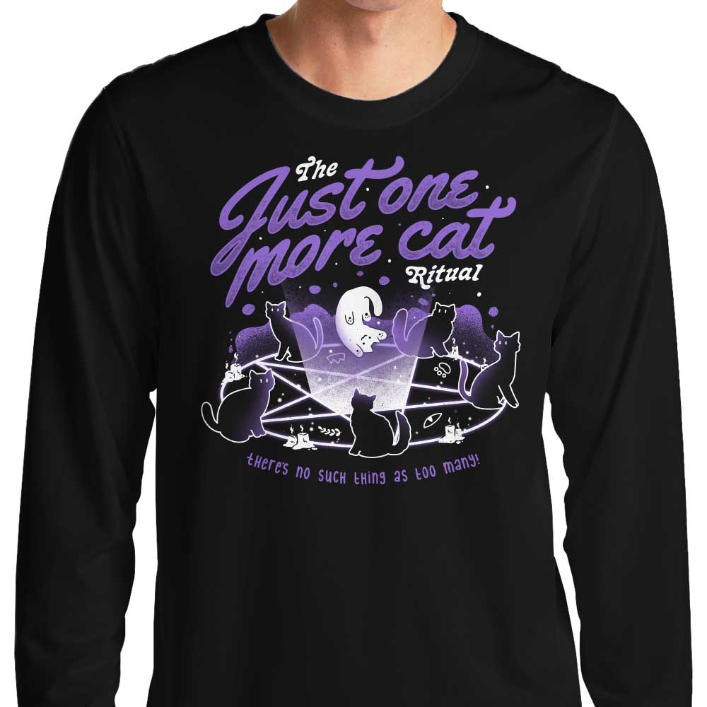Elegant Long Sleeve T-Shirt with 'Just One More Cat' Design