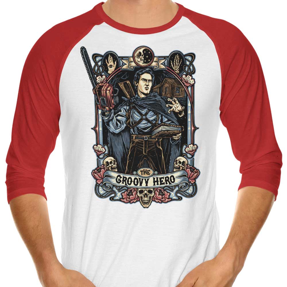 The Trendy Groovy Hero 3/4 Sleeve Raglan T-Shirt