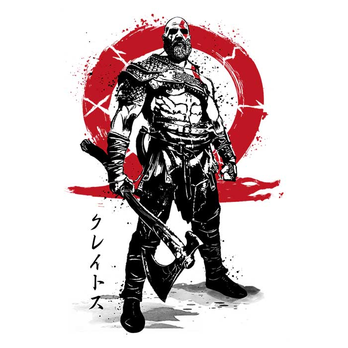 3/4 Sleeve Raglan T-Shirt Featuring 'Killer of Gods Sumi-e' Artwork
