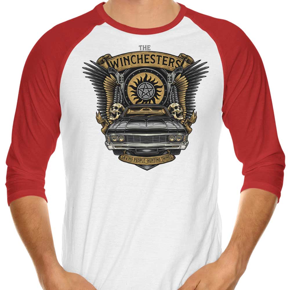 3/4 Sleeve Raglan T-Shirt with Hunting Things Emblem