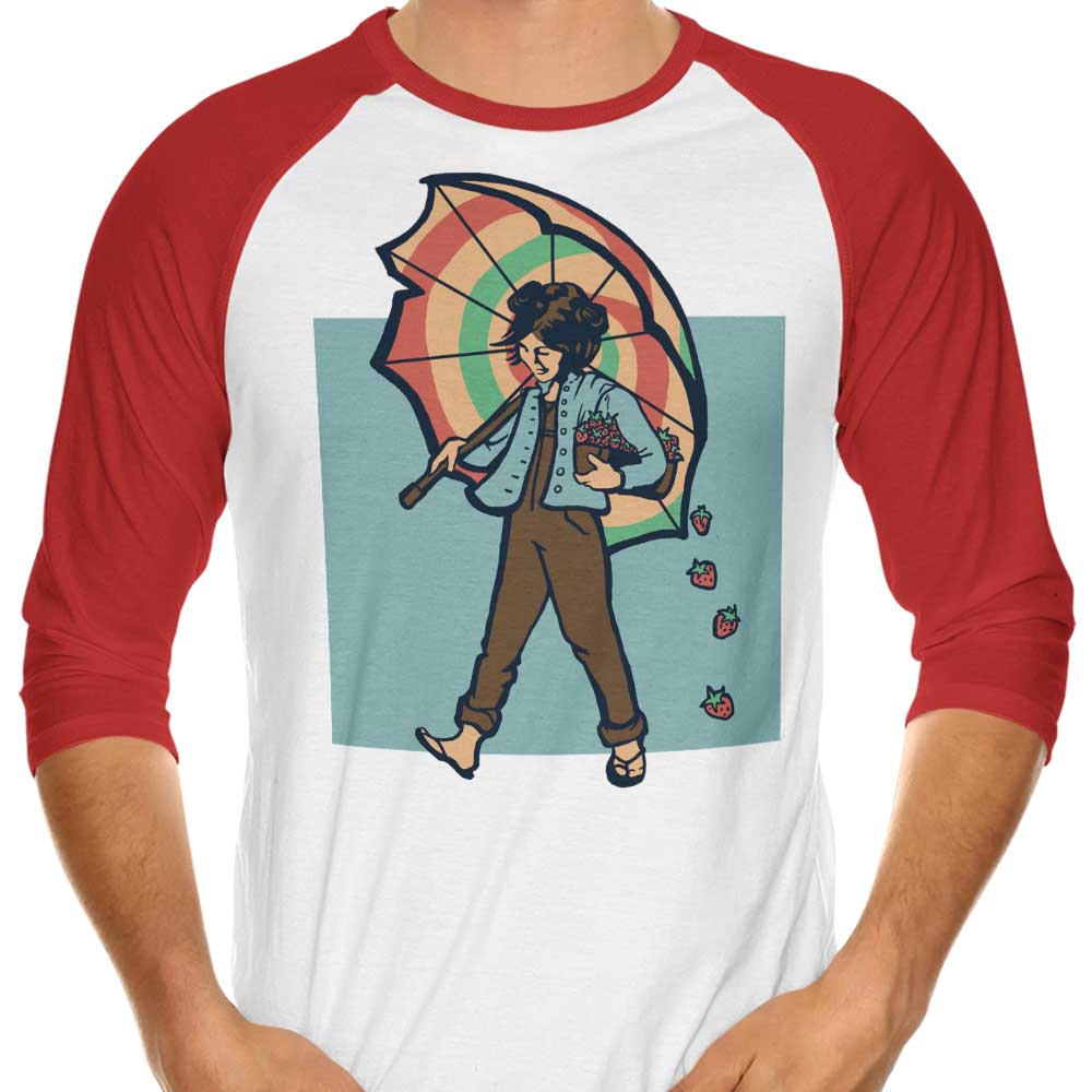 Cute Strawberry Girl 3/4 Sleeve Raglan Style T-Shirt
