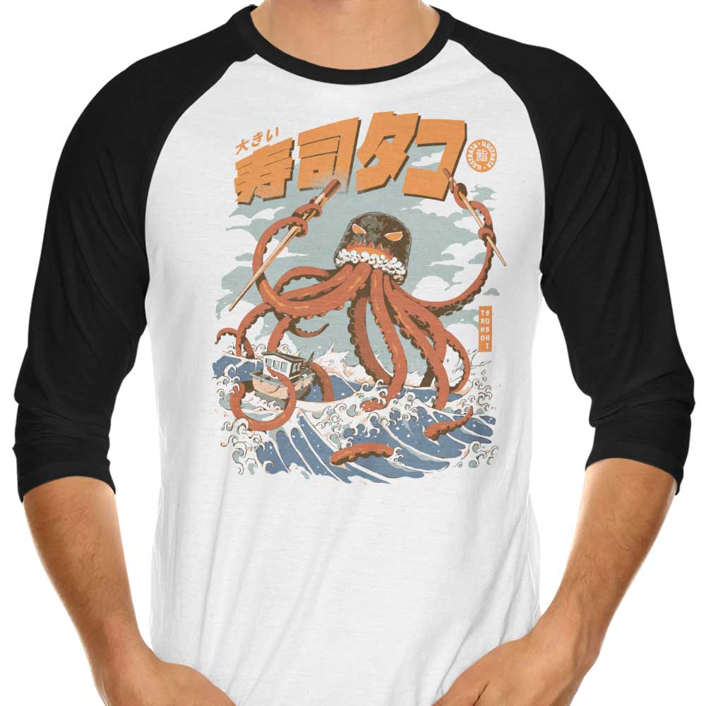 Ilustrata's Tako Sushi 3/4 Sleeve Stylish Raglan T - Shirt