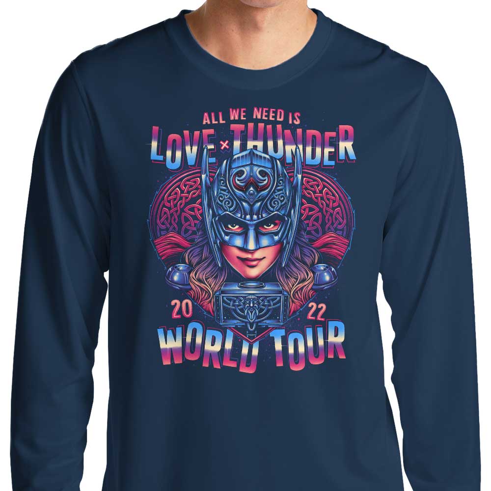 Glitchygorilla Love World Tour Long - Sleeve Comfort Crewneck T - Shirt