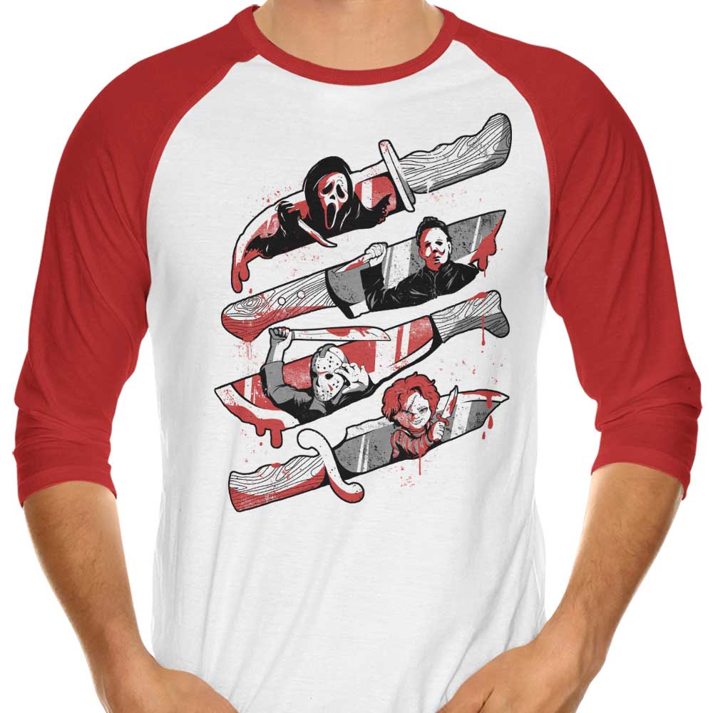 Edu.ely Knife Killers 3/4 Sleeve Raglan Style Men's T-Shirt