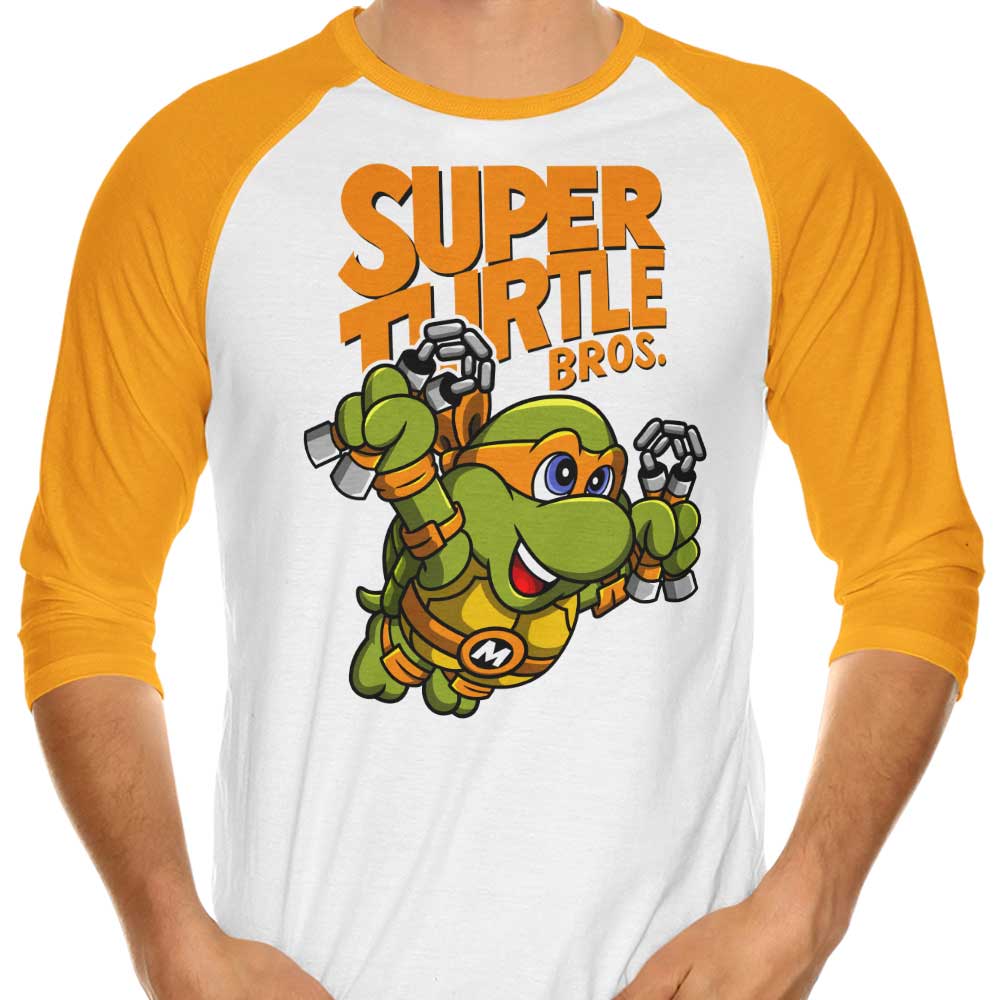 Cool Super Mikey Bros 3/4 Sleeve Raglan Style T-Shirt